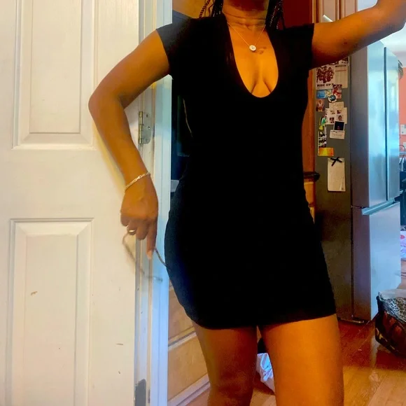 dress shirt black buttons Classic Strapless Black Bodycon Mini Dress main image 1